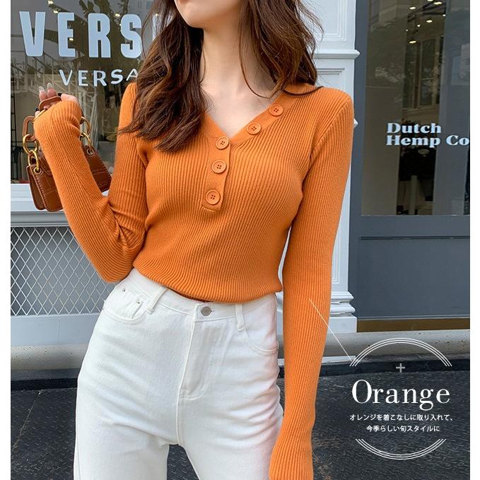 春の感謝セール トップス ニット レディース セーター カットソー 長袖 ハーフボタン Vネック 長袖 無地 パステルカラー ベイクドカラー 白 黒 きれいめ 秋 春 Tr5g0 Candyz Pro 通販 Yahoo ショッピング