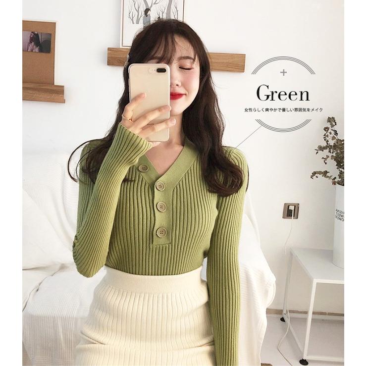 春の感謝セール トップス ニット レディース セーター カットソー 長袖 ハーフボタン Vネック 長袖 無地 パステルカラー ベイクドカラー 白 黒 きれいめ 秋 春 Tr5g0 Candyz Pro 通販 Yahoo ショッピング