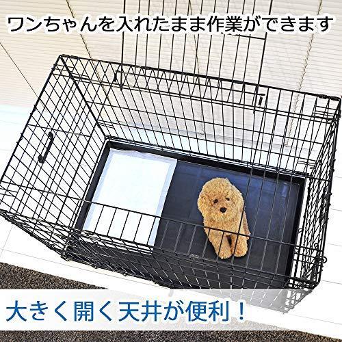 プチリュバン スリードア 折りたたみ式 ペットケージ LL 幅91×奥行55.5×高64cm トレイ付 スチール制 