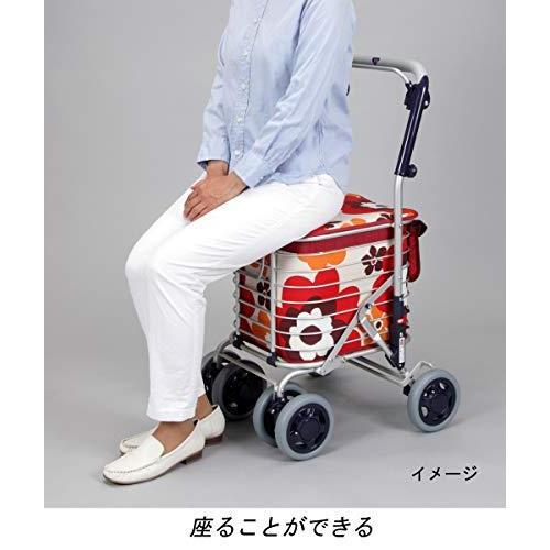 美品 ワイヤーカート スワレル バッグ付き AS-0275(花柄・レッド) 【2030434586】(12416円)