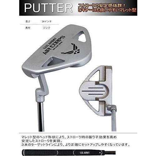 レフティー US ARMY AIR CORPS ゴルフクラブセット 9本組 (1W，UT，#6-9，PW，SW，PT) セミワンレングス採用モデル クラブセット AIR US ARMY