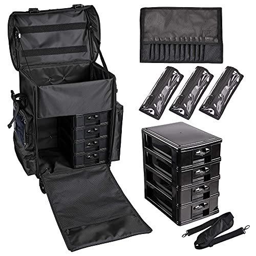 BYOOTIQUE 2IN1 メイクボックス キャリーバッグ キャスター付き プロ用 大容量 多機能 メイク キャリーケース 美容 キャリーバッグ 大容量