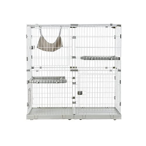 動作確認 猫 ケージ 2段 キャットケージ 幅広設計 猫ドア付き ハンモック付き 大型 猫ゲージ おしゃれ キャットハウス ? 【EIM2342473057】(14326円)