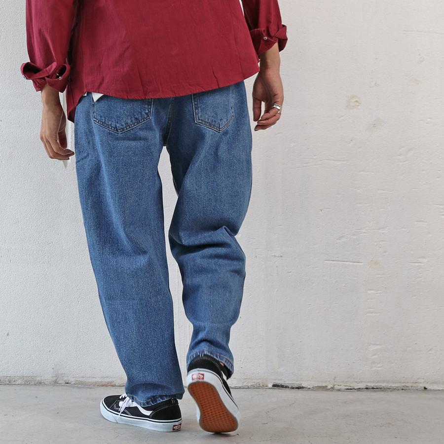 デニムパンツ メンズ ワイド シェフパンツ バルーン バギー ルーズ
