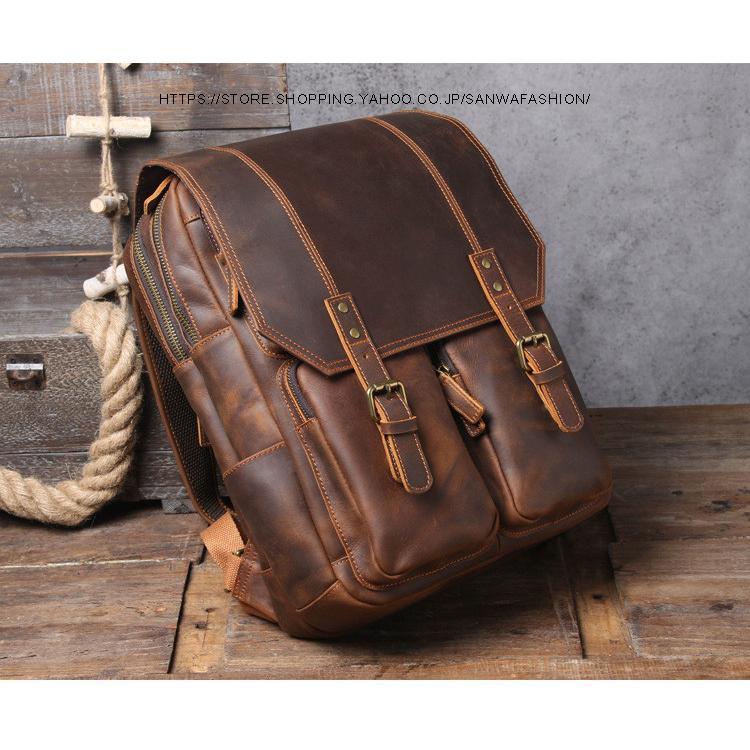 リュック　メンズ　リュックサック 本革　牛革　デイパック　ビジネス　バックパック　レザー　通勤通学　旅行　出張　アウトドア　自転車鞄　カバン　男女兼用 iPad 人気
