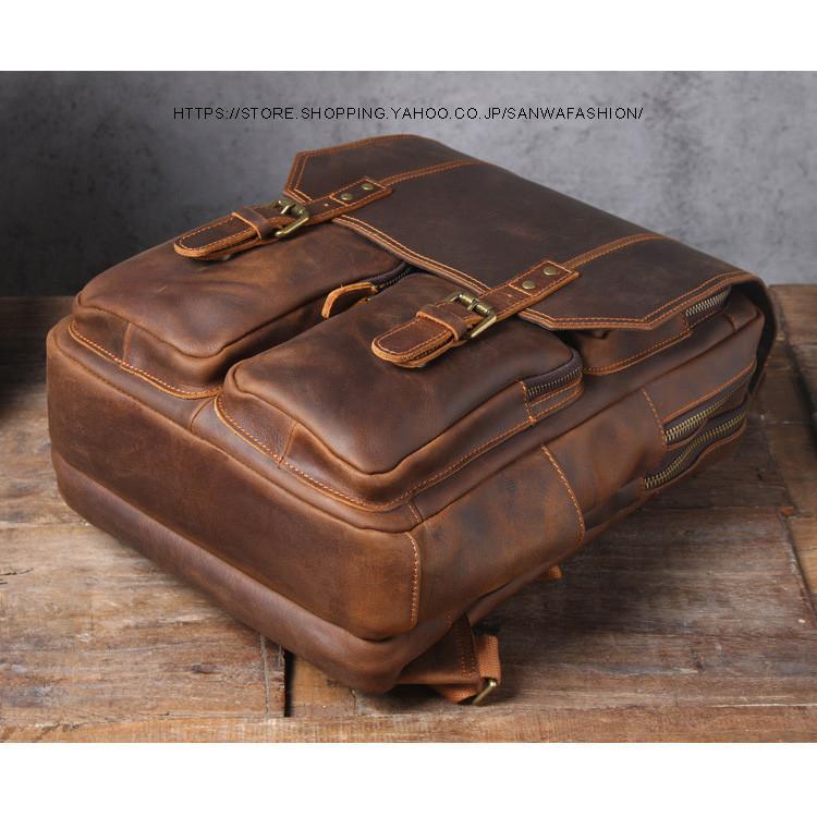 リュック　メンズ　リュックサック 本革　牛革　デイパック　ビジネス　バックパック　レザー　通勤通学　旅行　出張　アウトドア　自転車鞄　カバン　男女兼用 iPad 人気