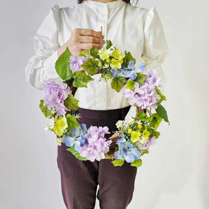 ストア・エキスプレス リース 花 玄関 造花_【直径30cm】あじさい造花