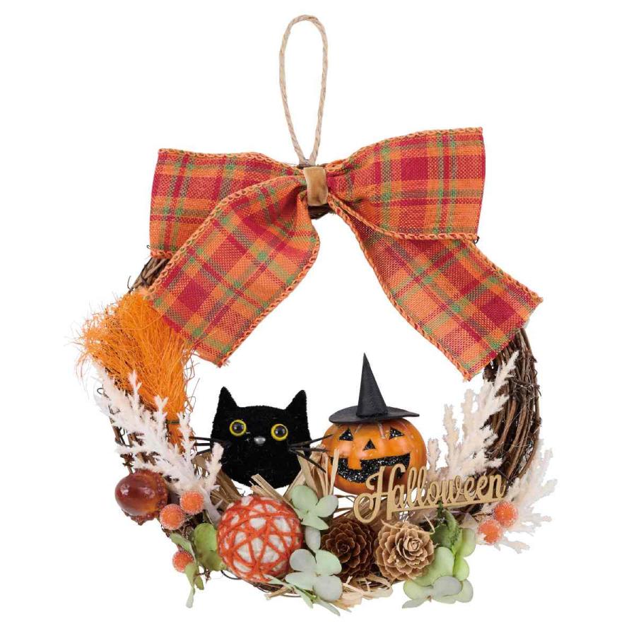 ハロウィンリース ストア・エキスプレス リース かぼちゃ 玄関 造花_【直径23cm