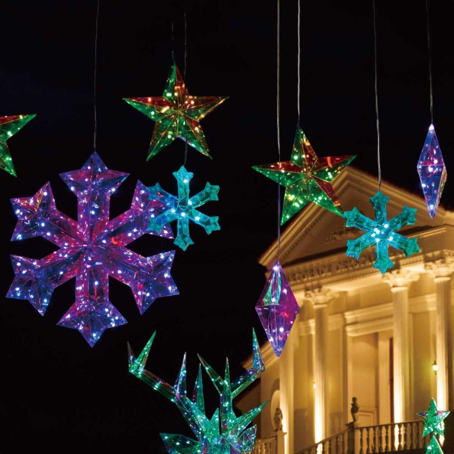 イルミネーション 屋外用 モチーフライト 星 4重 55×53cm レインボー色