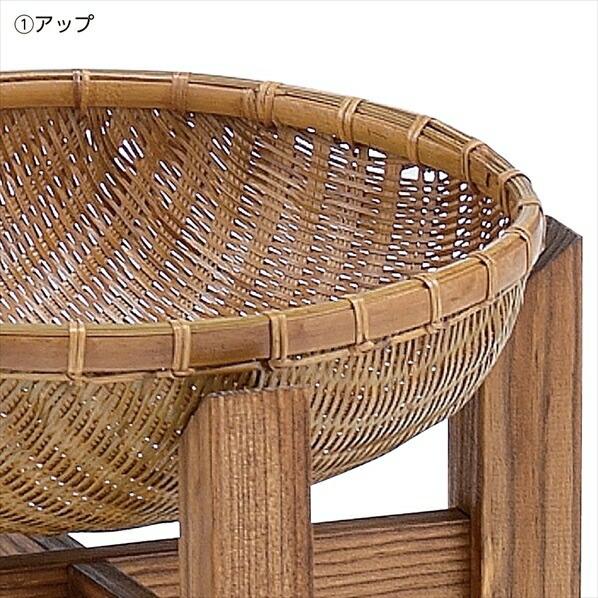 溜ざる什器　（大）ざる×１　（小）ざる×1　木枠×１　食品陳列　ディスプレイ　店舗　竹製　和風　自社便配達可能 ストア・エキスプレス 溜ざる什器 大 1台_61-117-10-3_5522-93