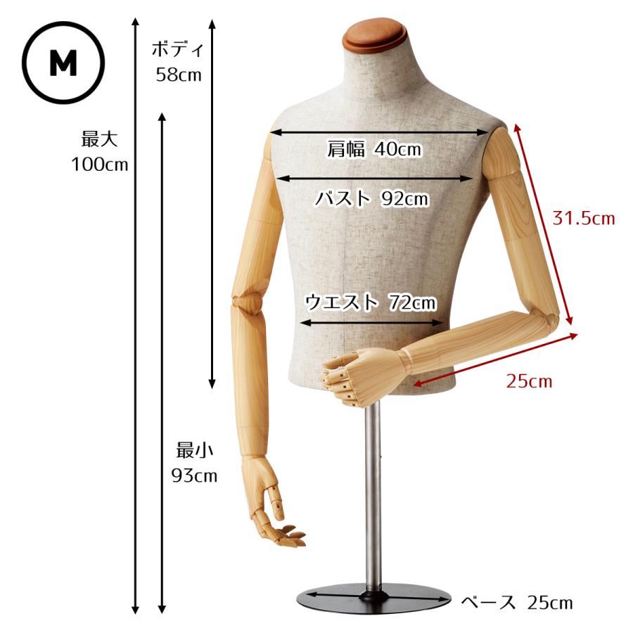 ストア・エキスプレス マネキン トルソー メンズ 男性_紳士腕付き芯地