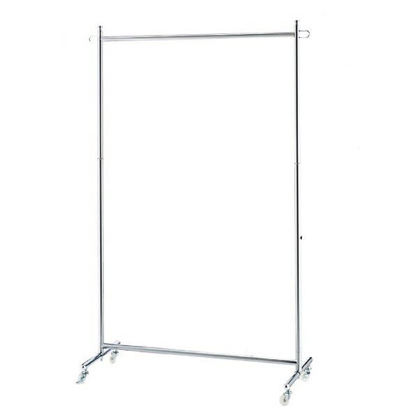 ハンガーラック 頑丈 スリム おしゃれ_プッシュ式ハンガーラック クローム W90cm 1台_61-797-85-3_2161-2090