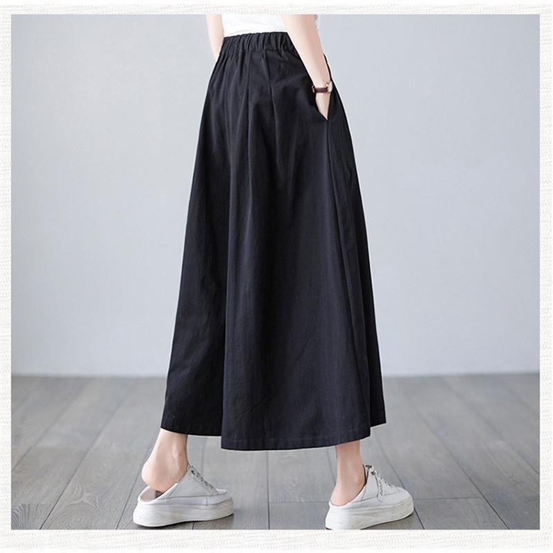 ガウチョ スカーチョ ワイドパンツ レディース 七分丈 ウエスト