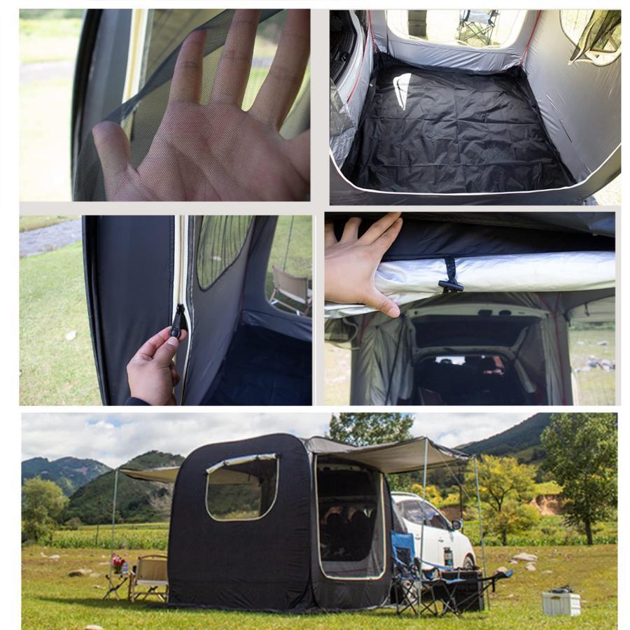 防災対策 テント カーサイドタープ 2022トランクテント車中泊テントポップアップテント キャンプ 日よけ 車と連結 SUVラポップアップテント 防水?UV機能 メッシ 