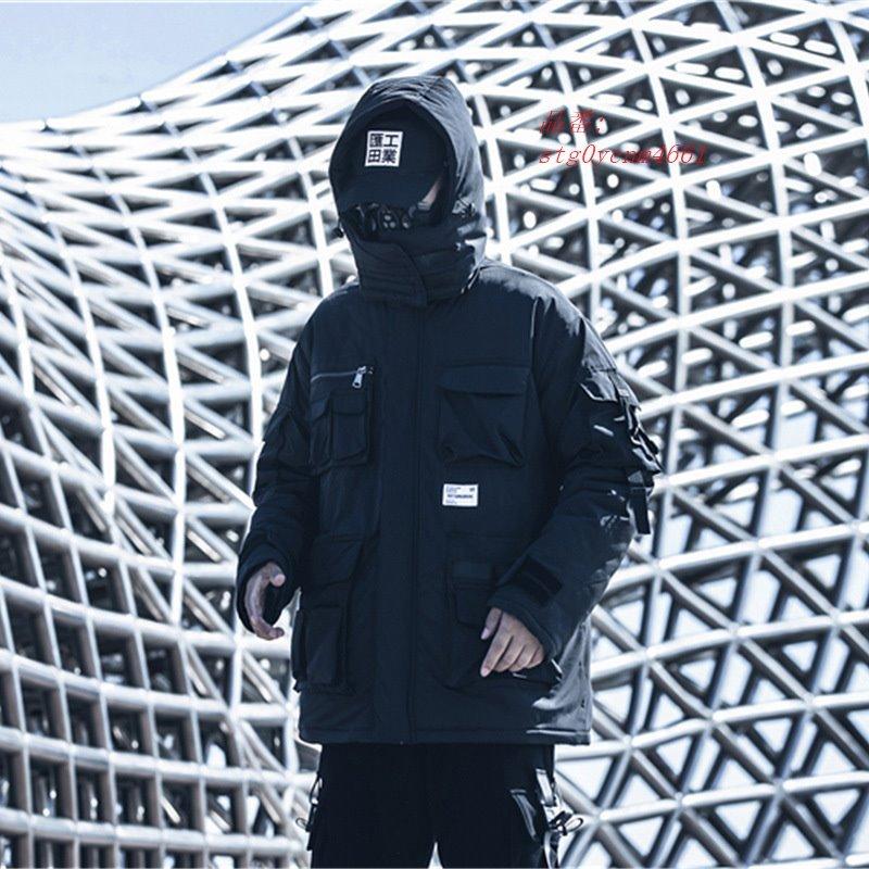 正規品 中綿コート フード付き グレー マルチポケット 防寒 防寒ジャケット アウター ゆったり 冬 無地 黒 メンズ カッコイイ 国内配送 Cataractresearch Org