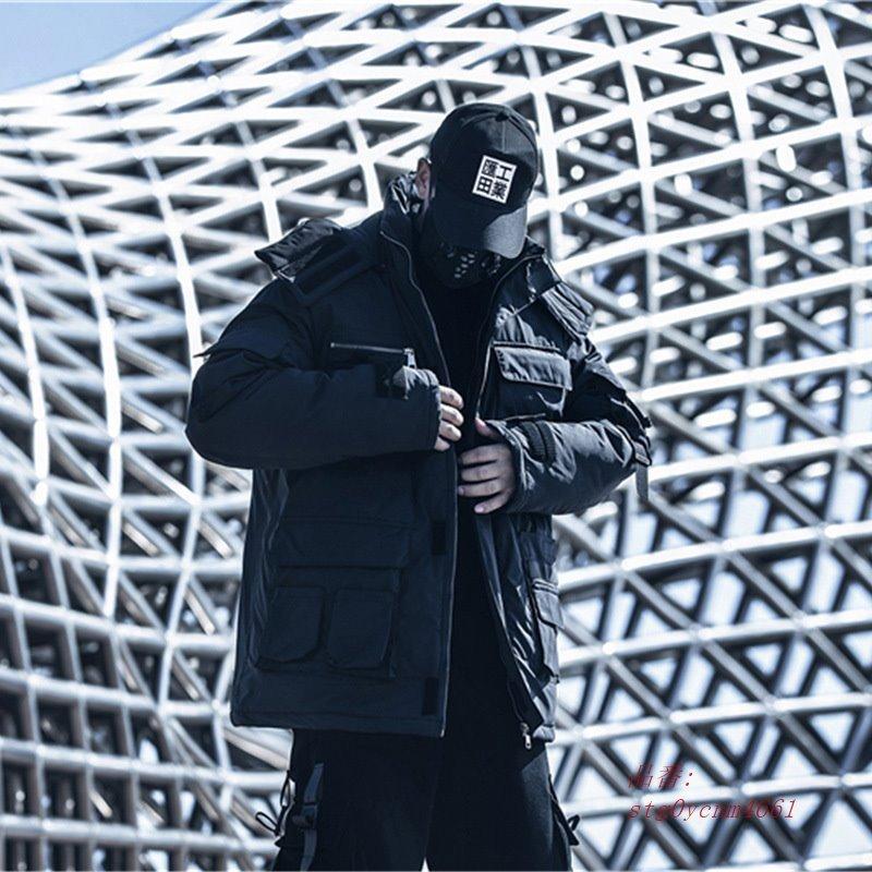 正規品 中綿コート フード付き グレー マルチポケット 防寒 防寒ジャケット アウター ゆったり 冬 無地 黒 メンズ カッコイイ 国内配送 Cataractresearch Org