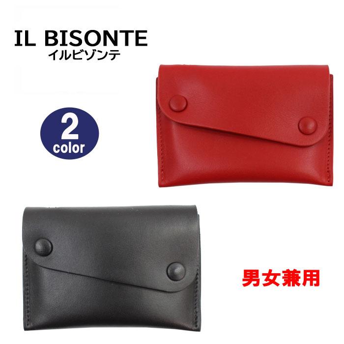 イルビゾンテ　ミニ財布　ケース　ロゴ　日本限定　キーリング付　ポーチ　黒 IL BISONTE（イルビゾンテ） 【並行輸入品】イルビゾンテ キーポーチ