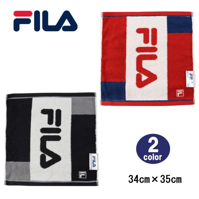 FILA（フィラ） タオル 34cm×35cm FL-450 ブラック レッド コットン100