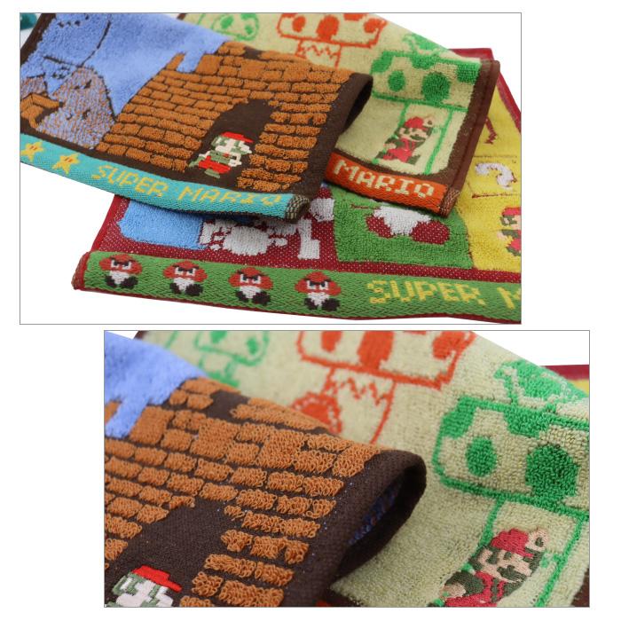 スーパーマリオ タオルハンカチ 25×25 コットン Super Mario 子供