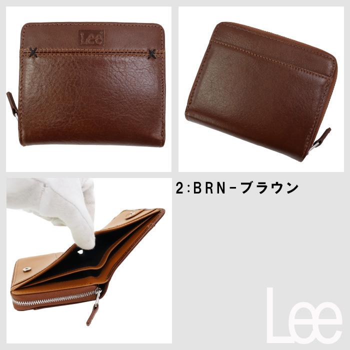 Lee（リー） 財布 0520693 二つ折り 本革 ラウンドジップ クロス
