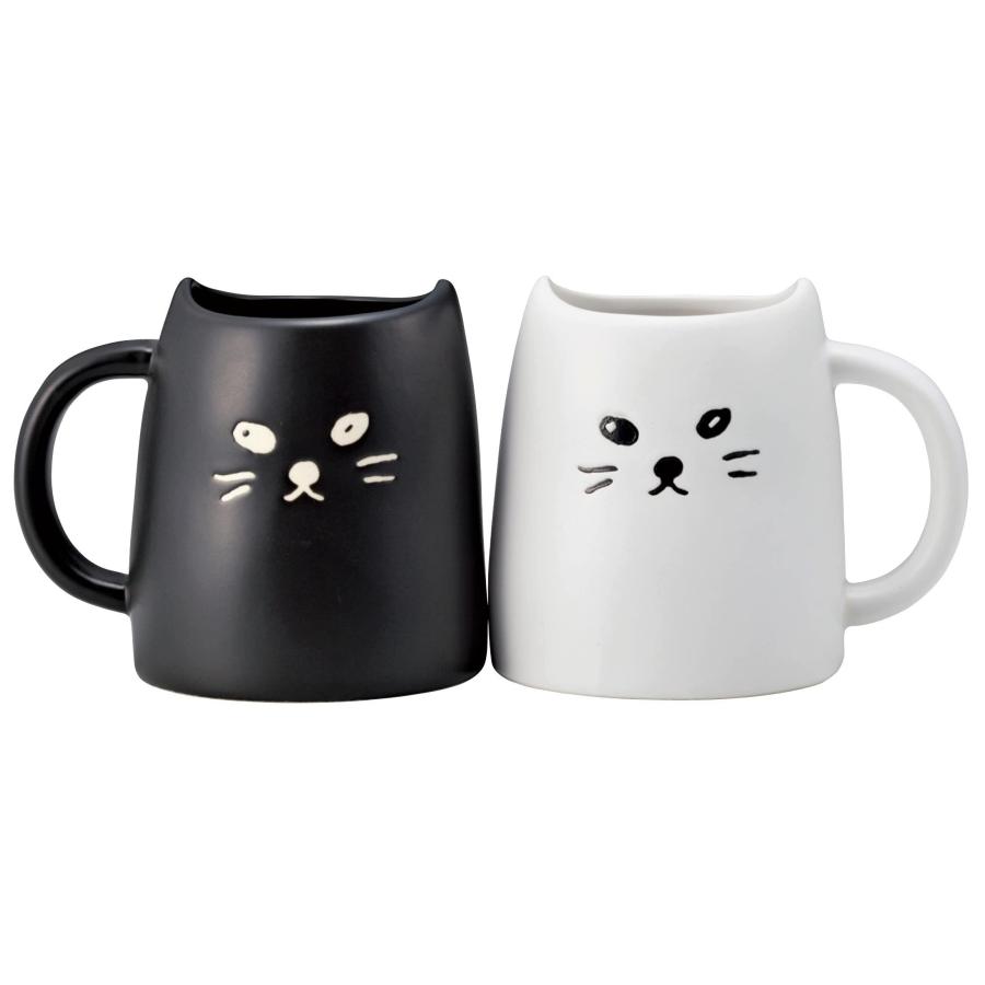 サンアート かわいい食器 「 黒ねこと白ねこ 」 ペア マグカップ 320g