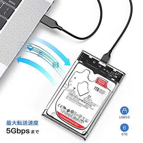 YFFSFDC HDD ケース USB3.0 SSD ボックス 2.5インチ ネジ&工具不要 SATA III 外付けハードディスク 5Gbps 高速データ転送 UASP対応 ポータブル SSD｜store-hana｜04