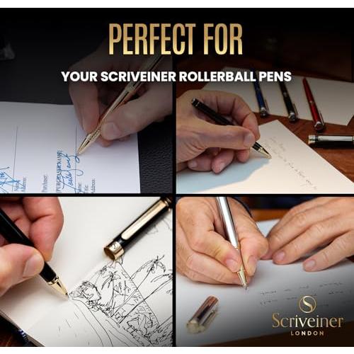 Scriveiner Rollerball Refill Blue Medium - 4 Rollerball Refills Designed for Scriveiner Pens - Safety Ceramic Non Dry Roller Pen Refill M -｜store-hana｜06