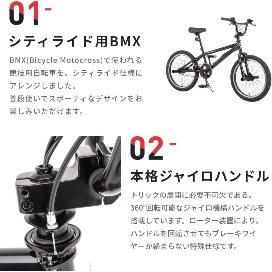 自転車 BMX 組立必要品 20インチ CANOVER カノーバー CA-X1 ブラック ホワイト スチールフレーム｜store-house-596｜02