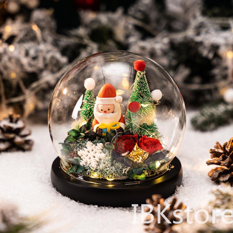 卓上 クリスマス 飾り 置物 お洒落 電池式 Ledライト クリスマスツリー プレゼント クリスマス装飾 窓飾り 21新作モデル デスクトップの装飾品 ガラスカバー