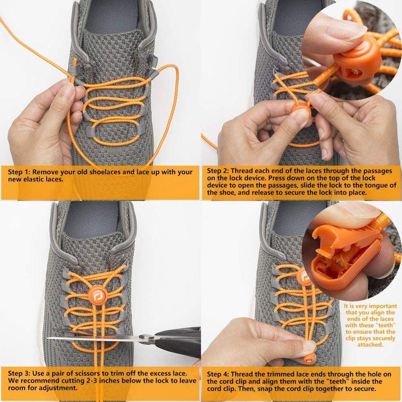 が大特価！ RJ-Sport 結ばない靴ひも-靴の着脱を簡単に レースロック 伸縮するワンタッチゴム靴紐 お子様、大人、ご高齢者、アスリート、靴紐を結ぶ  靴磨き、シューケア用品