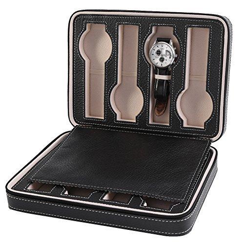 最新人気 Zippered Box, Display Watch Slots 8 Mens Black　並行輸入品 Organizer Storage Collector Travel Portable Case Display Jewelry Box Watch 腕時計用ケース