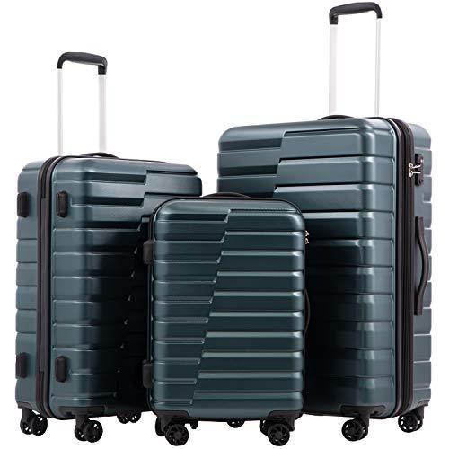 Coolife Luggage Teal Expandable Only 28 Suitcase キャリーバッグ Pc Abs Tsa Piece Lock Spinner