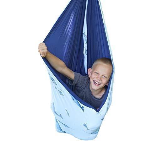 人気No.1 Reversible and Layered (Double Swing Sensory SENSORY4U Narwhal Cacoon Hammock Cuddle Snuggle Swing Therapy Indoor Fabric) Blue Navy or Print 吊るしタイプ