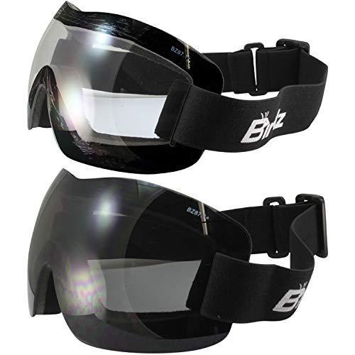 2 Pairs of Birdz Eyewear Starling Frameless Skydiving Motorcycle Goggles with Clear & Smoke Lenses　並行輸入品 スポーツサングラス 【在庫限り】
