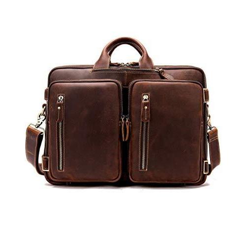 ZOUSHUAIDEDIAN Leather Briefcase for Men Computer Bag Laptop Bag Waterproof Retro Business Travel Messenger Bag,Multifunctional Briefcase,Br ノートパソコンバッグ、ケース