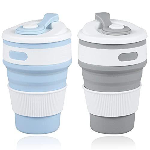 高い素材 Collapsible PCS 2 Cup Adults & Kids for Set Cups Drinking Expandable Lightweight - Office & Outdoor Mugs Coffee Folding Silicone Leakproof - ケトル