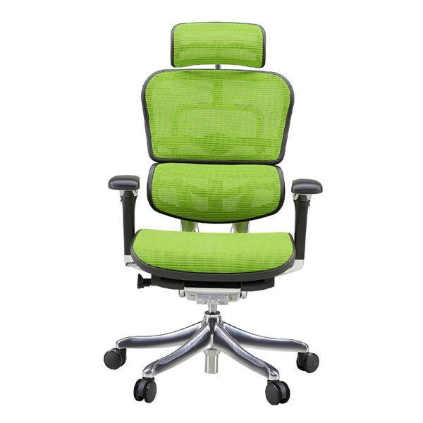オフィスチェア アームレスト付き ランバーサポート付き ハイタイプ グリーン〔代引不可〕