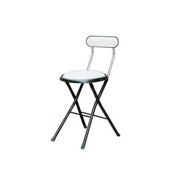 折りたたみ椅子 〔1脚販売 ホワイト×ブラック〕 幅33cm 日本製 スチールパイプ〔代引不可〕