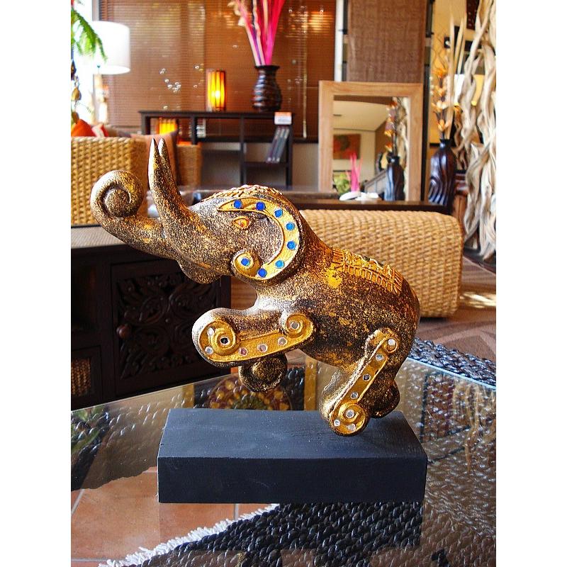 象オブジェ　象　木彫り　彫刻　木製　動物オブジェ　置物　インテリア　アジアン雑貨　アンティーク調　エスニック