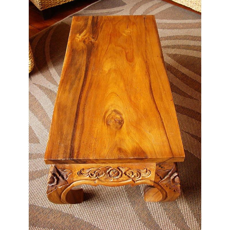 彫刻入り木製座卓アジアンテーブルサイドテーブル