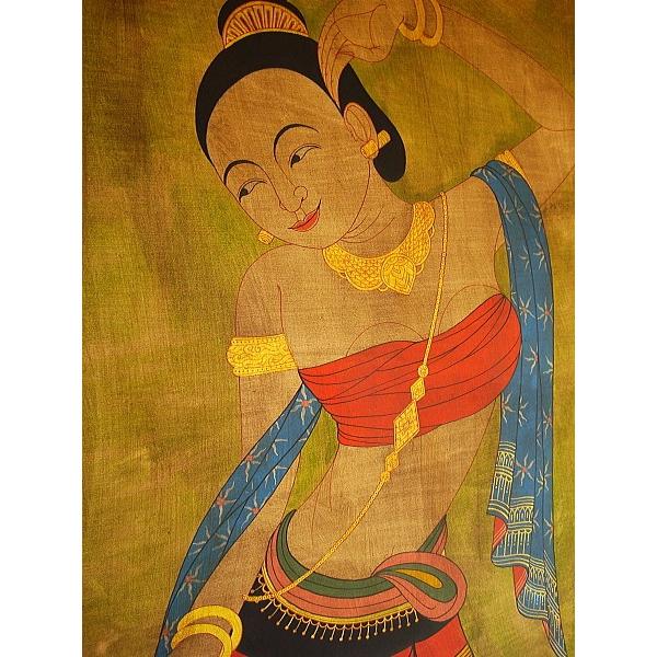 アジアンモチーフ絵画 絵画 アジアンアート アジアン絵画 タイ人物画 100×80 オリエンタル