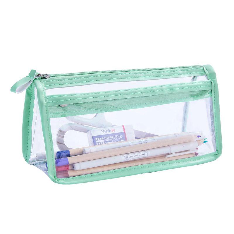 MIRAI 透明なペンシルポーチ ペンケース メイクアップバッグ マルチ目的 トラベル スクール ステーショナリー バッグ ダブル大容量 収