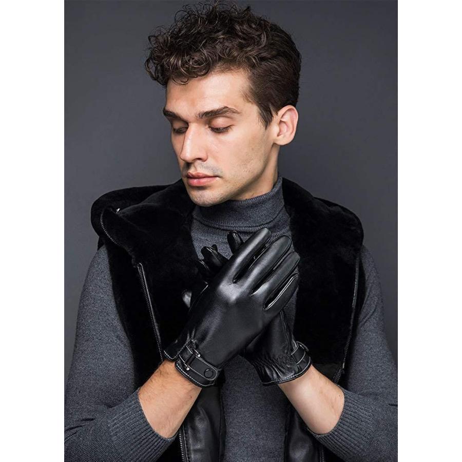 Bageson 手袋 革 メンズ 裏起毛 グローブ タッチパネル対応 紳士 柔らか 冬 自転車 バイク ブラウン Aggqg ファッション Maltawaterproofing Com