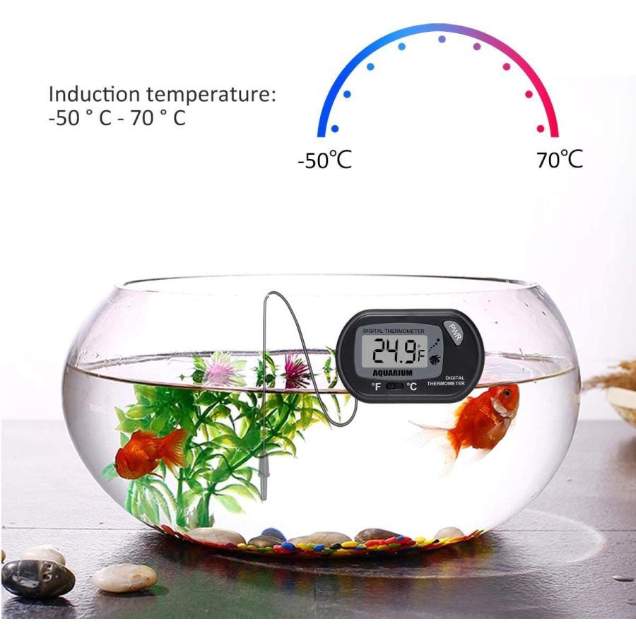 100 品質保証 Ueetek Lcd デジタル水温計 水槽 温度計 デジタル 吸盤付 ブラック 金魚鉢 2個セット 水温管理 爬虫類テラリウム