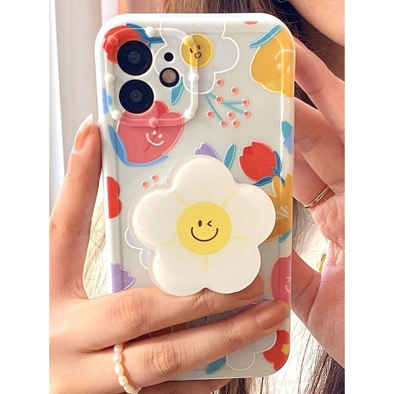 Saymi Iphoneケース にこちゃん 韓国 グリップ付き スマイリー 花 キャラクター ソフトケース カバー 携帯ケース 携帯カバー ストアオーリッチ 通販 Yahoo ショッピング