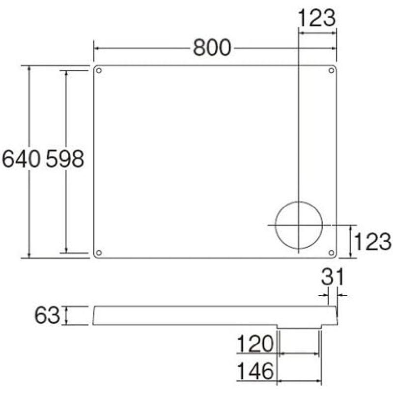 SANEI　洗濯機パン　穴位置右　外寸640mm×800mm　H541-800R