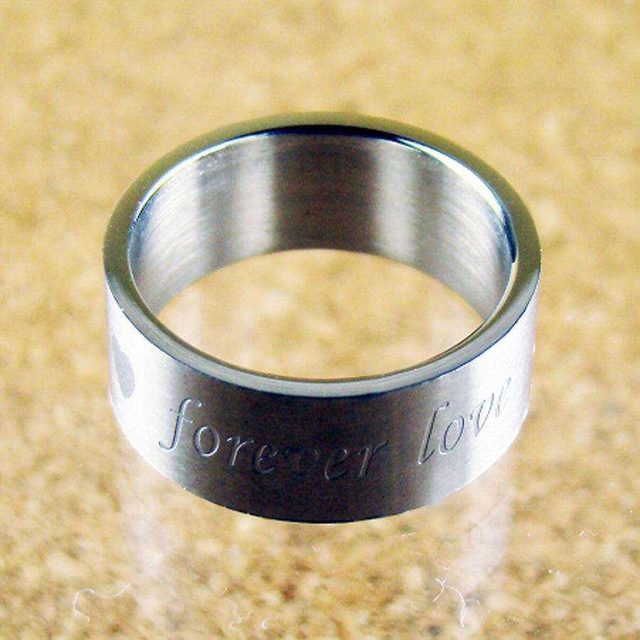ステンレス リング 指輪 メッセージ刻印 forever love 幅広 8mm メンズ 