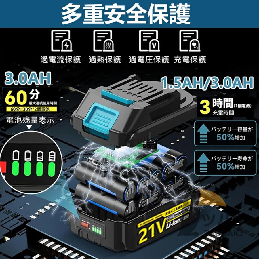 マキタ互換 バッテリー 21V 大容量 長時間作業可能 充電式 マキタ互換 バッテリー 21V 大容量 長時間作業可能 充電式