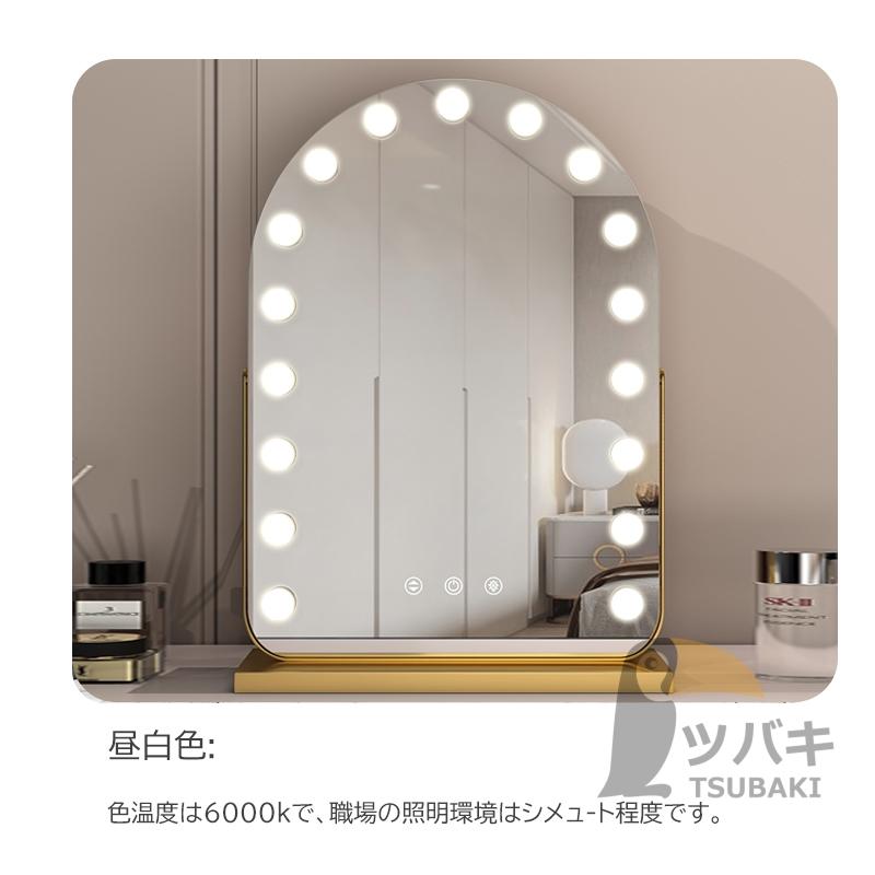 丸型 ハリウッドミラー LED 女優ミラー 卓上 big size ハリウッドミラー led 卓上ミラー ライト付き 充電プラグ両用