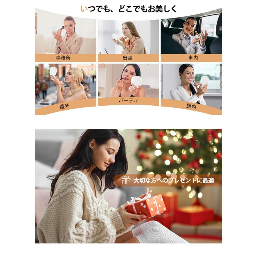 手鏡 ledライト付き コンパクトミラー ハンドミラー 拡大鏡 5倍